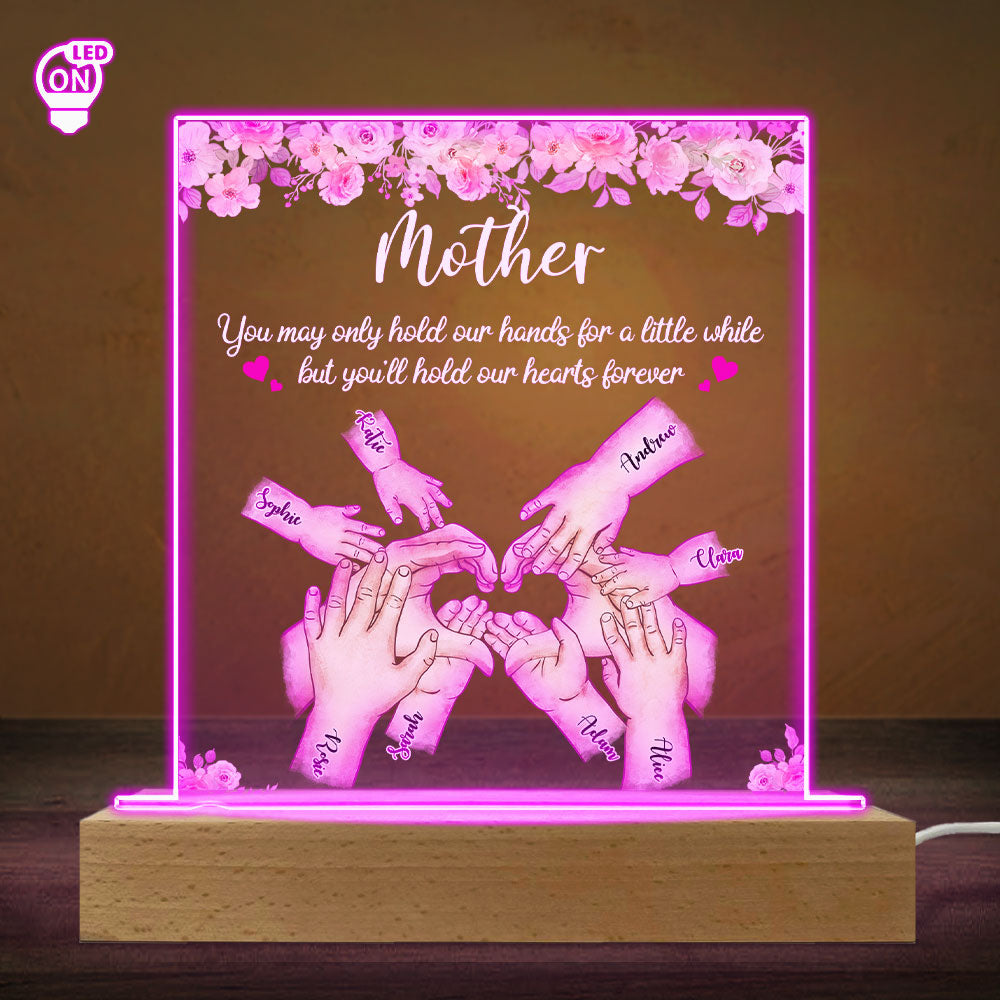 Custom Mother's Day Gift for Mom Grandma • Hold Our Hearts - Personalized LED Light