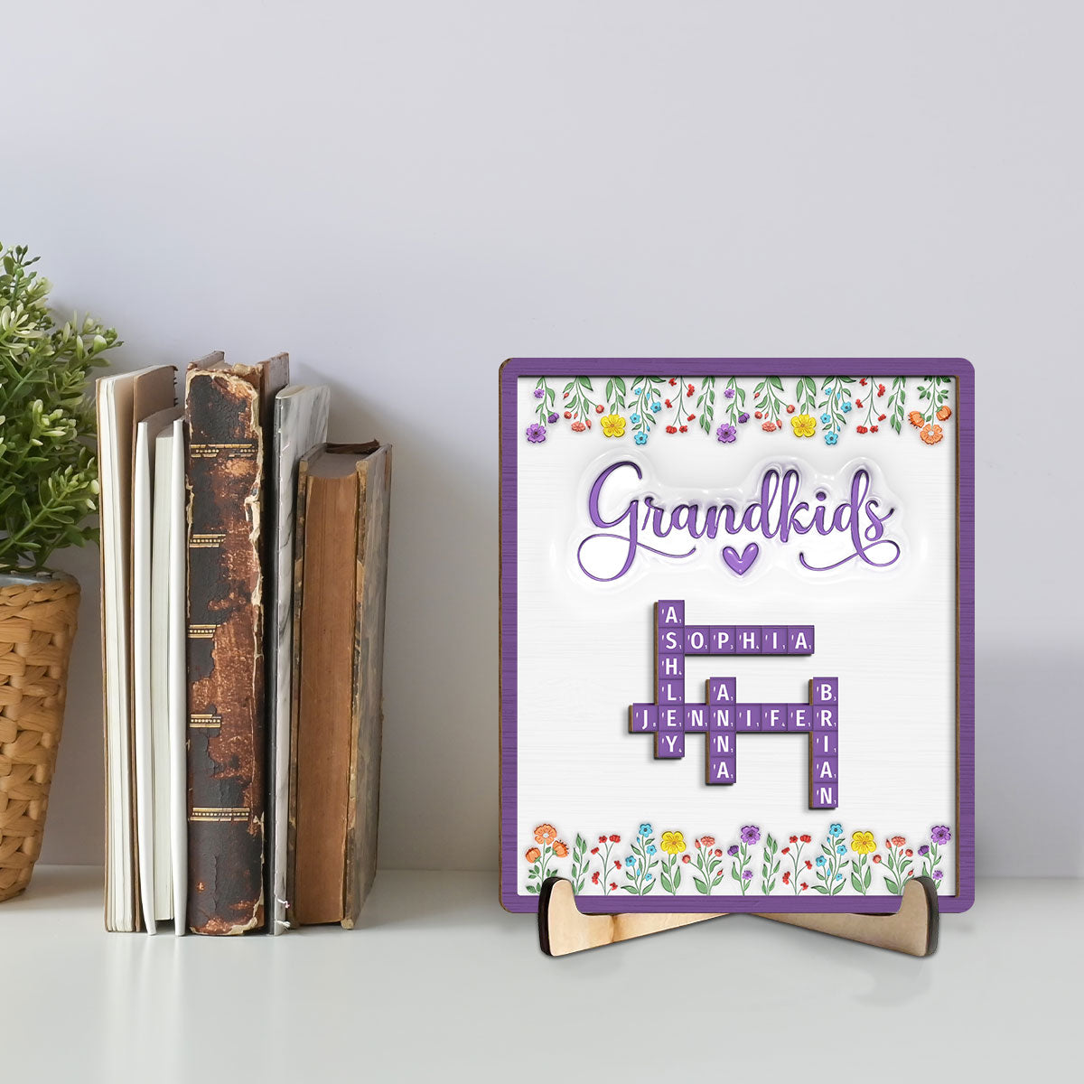 Custom Mother's Day Decor, Gift for Mom & Grandma • Love My Grandkids Crossword - Personalized Wooden Plaque