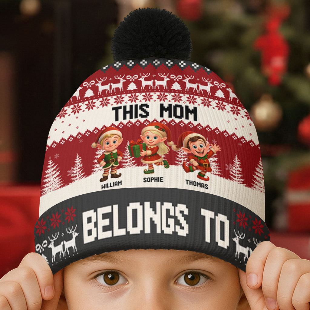 Custom Grandma Christmas Winter Hat • Grandma Elves - Personalized Bobble Beanie Hat
