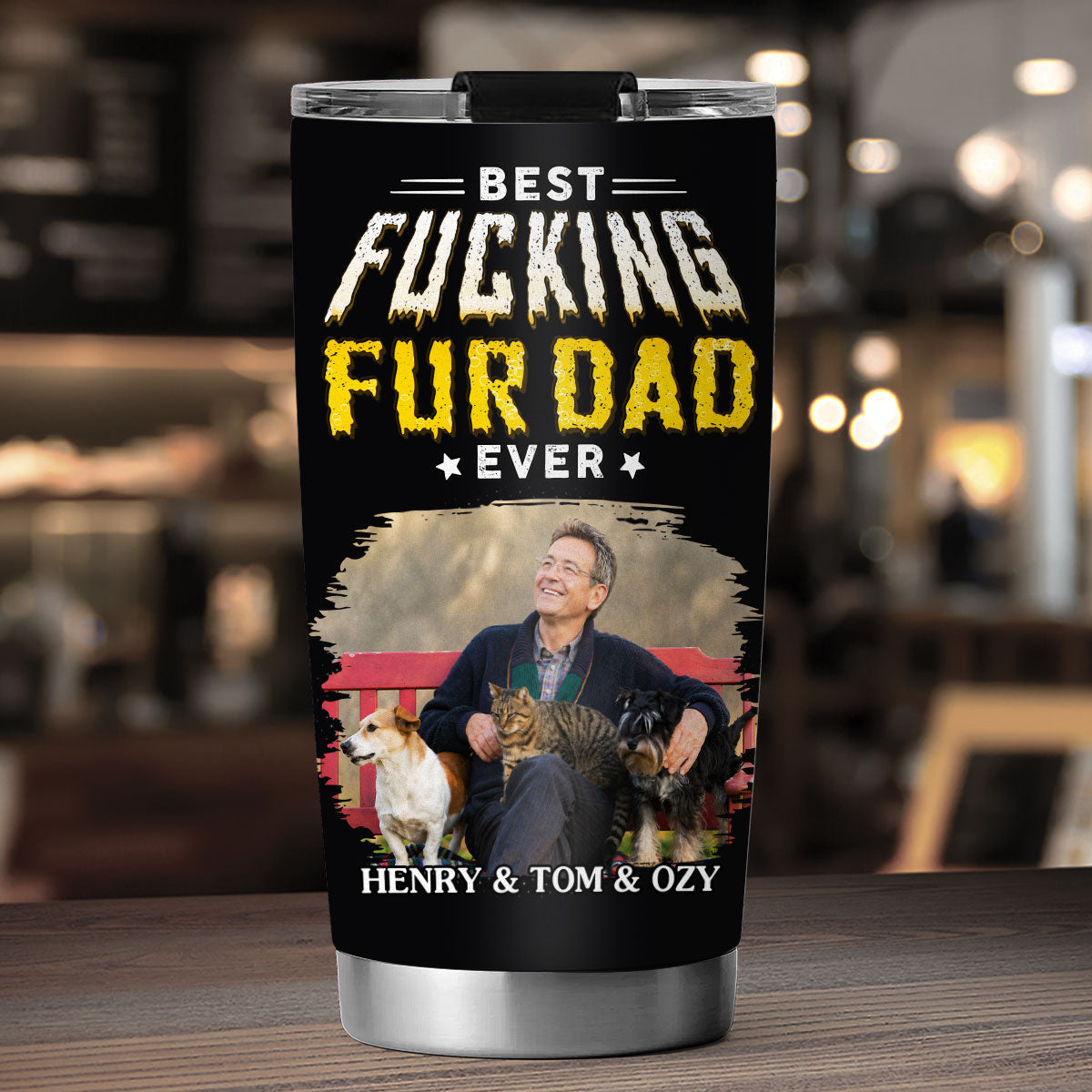 Pets Dad Champion Photo - Personalized Tumbler