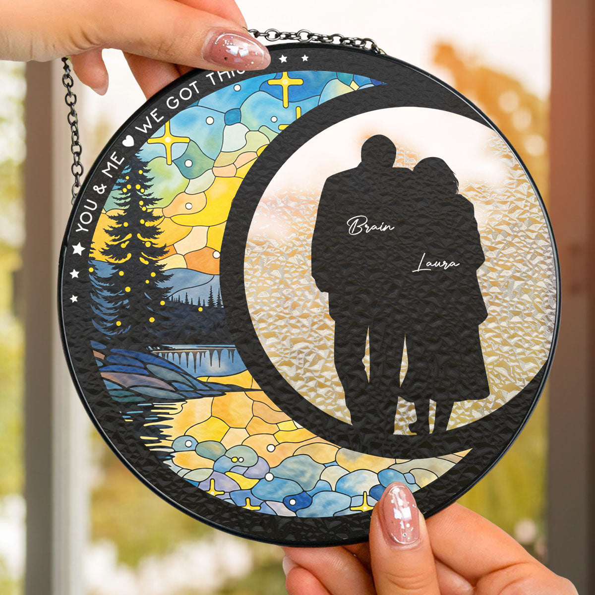 Custom Memorial Hanging Decor, Remembrance Keepsake • From Our First Kiss Till Our Last Breath - Personalized Window Hanging Suncatcher