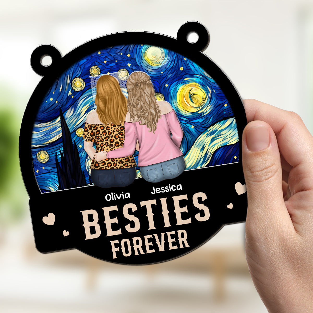 Custom Best Friend Hanging Decor, Friendship Birthday Gifts • Besties Forever - Personalized Suncatcher