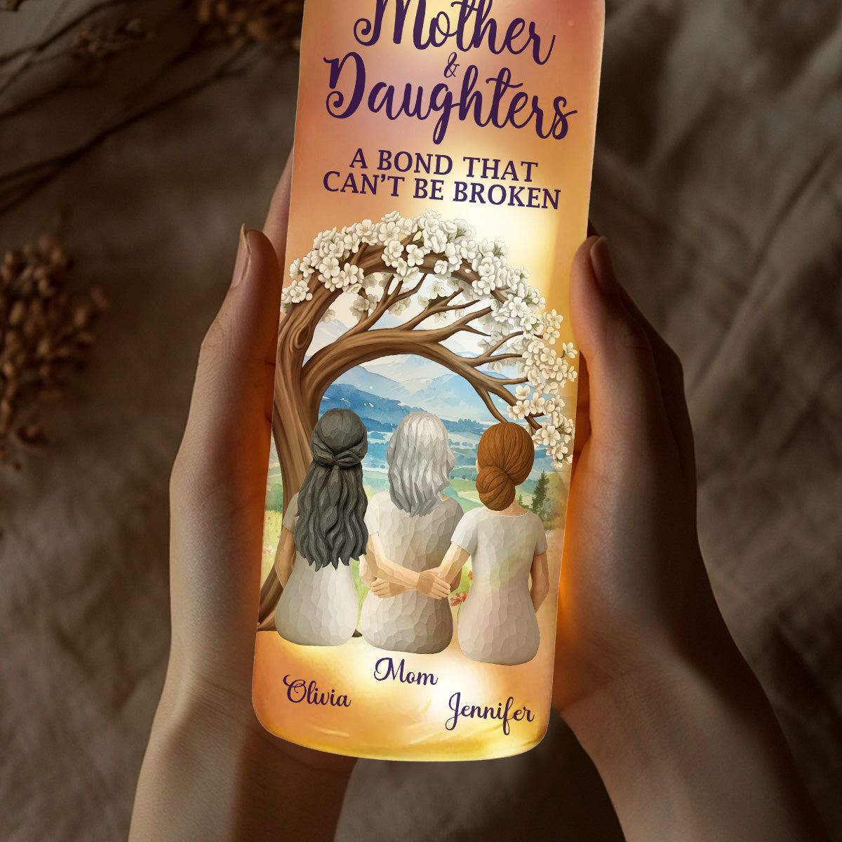 Mother And Daughters - Personalized Bottle Lamp