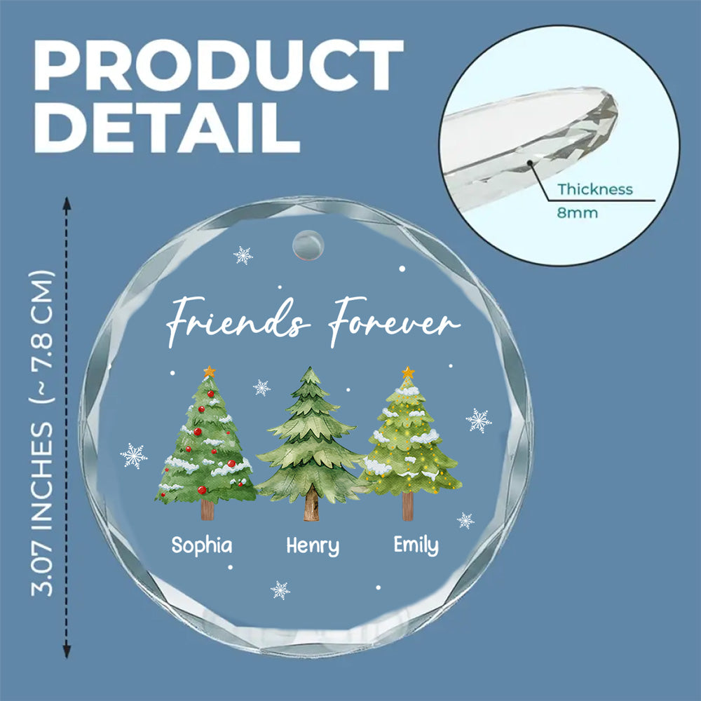 Custom Family Ornament, Christmas Gift for Family Members •  Our Friendship Sparkles Every Christmas - Personalized Glass Ornament