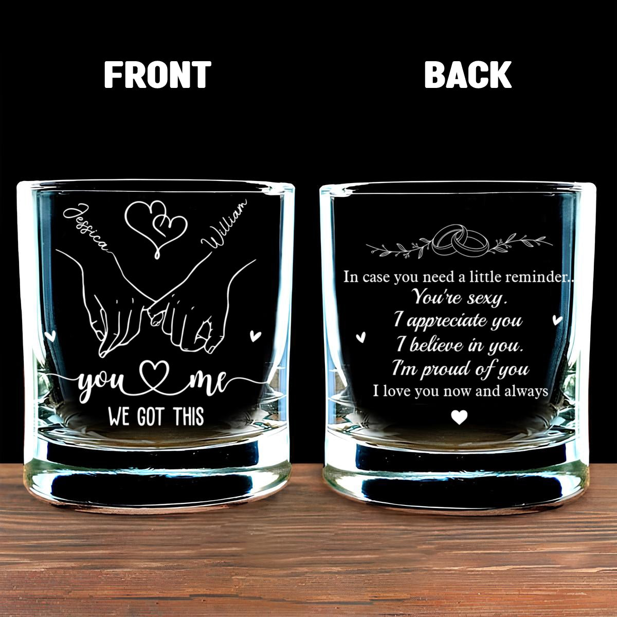 Custom Christmas Anniversary Birthday Drinkware Gifts for Husband • I Love You Now And Always - Personalized Whiskey Glass