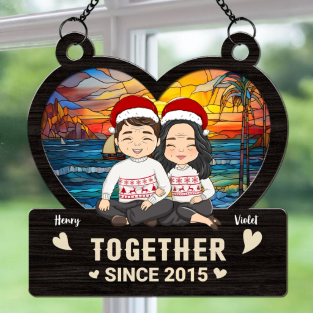 Custom Christmas Couple Hanging Decor, Anniversary Wedding Gifts • Together Since Christmas - Personalized Suncatcher