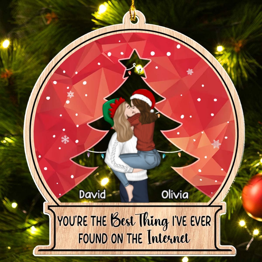 Custom Couple Christmas Ornament, Anniversary Gift •  Couple Christmas 2024 - Personalized Acrylic Ornament