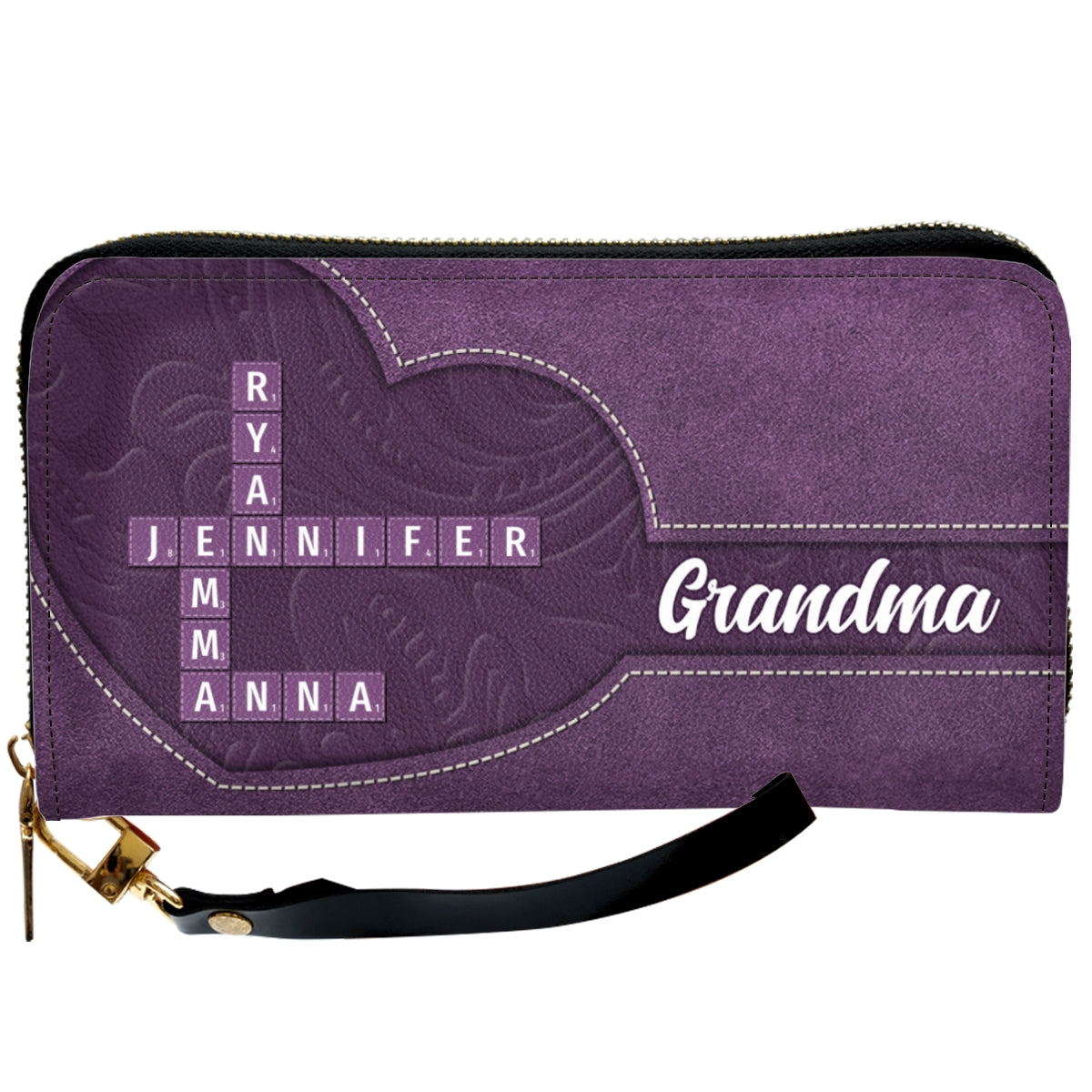 Love My Grandkids Crossword - Personalized Leather Wallet