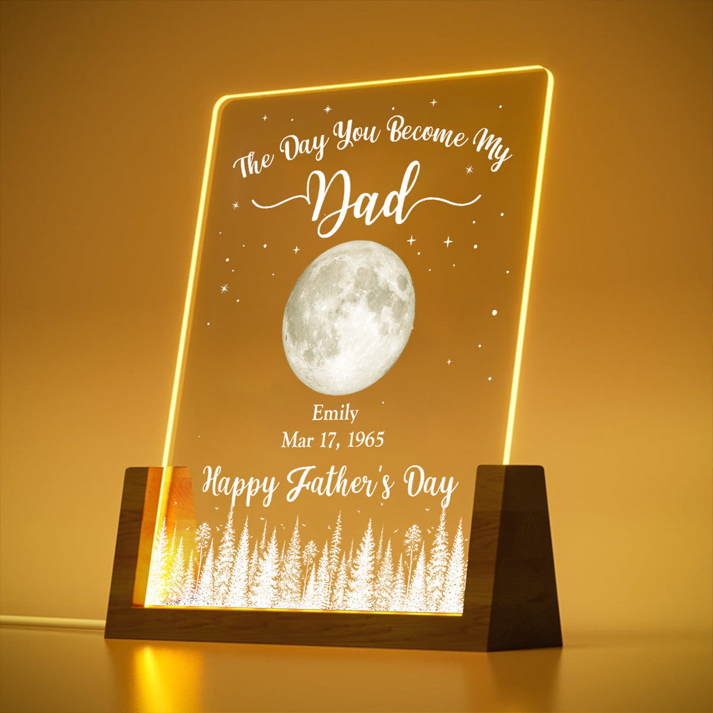Custom Father's Day Gift for Dad Grandpa • The Day You Become Our Dad - Personalized Night Light