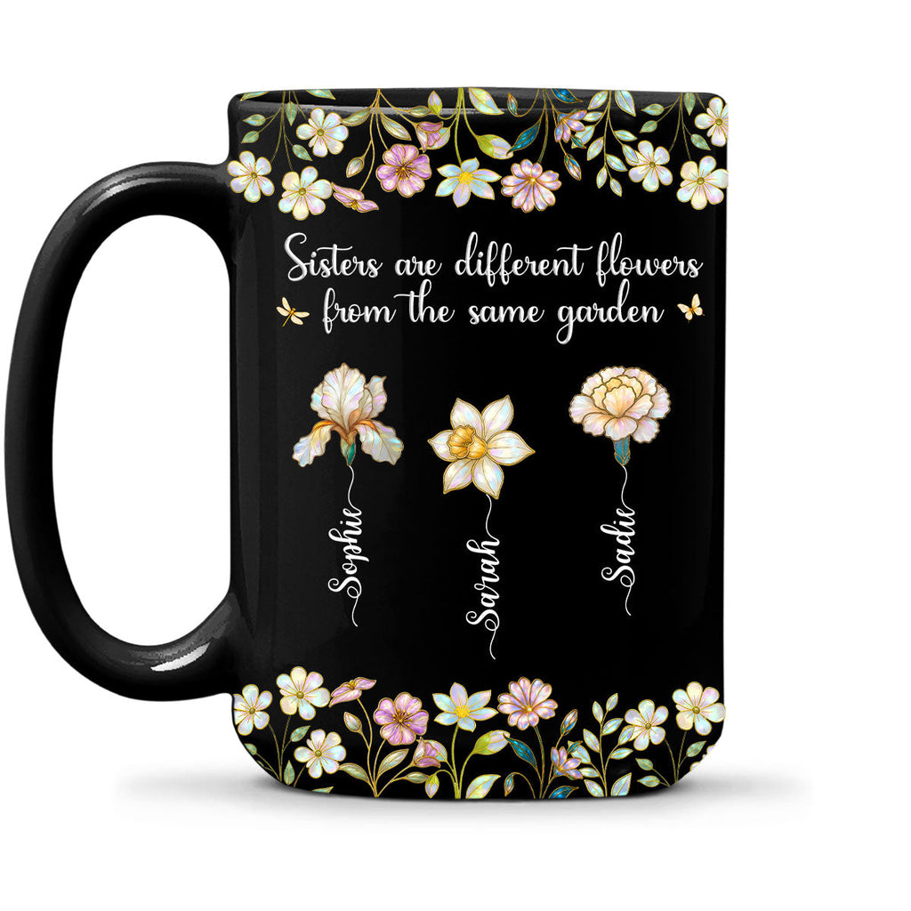 Custom Name & Birth Flower Birthday, Christmas Gift for Sister • Joyful Sister Moments - Personalized Coffee Mug