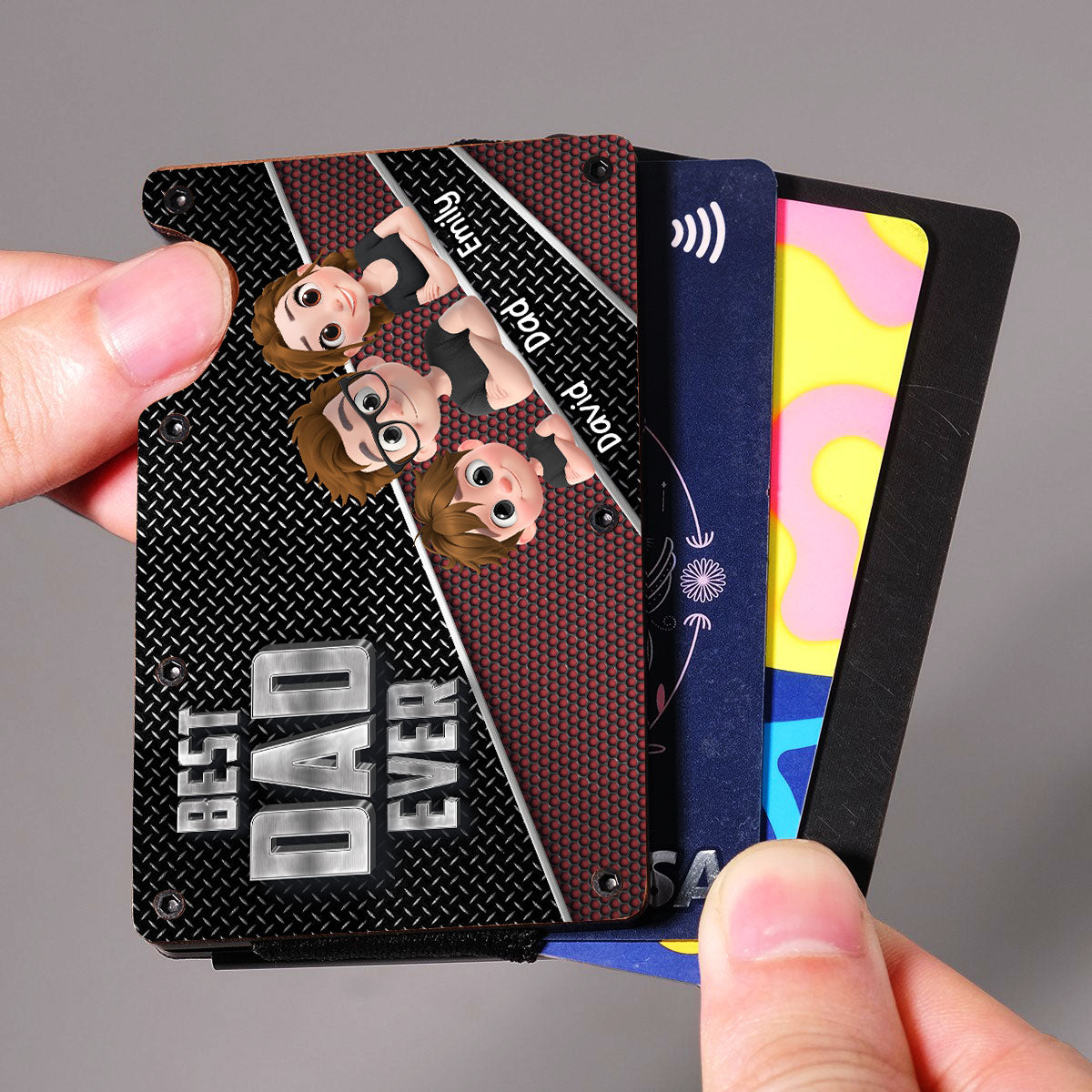 Best Daddy Ever - Personalized Wooden Card Holder