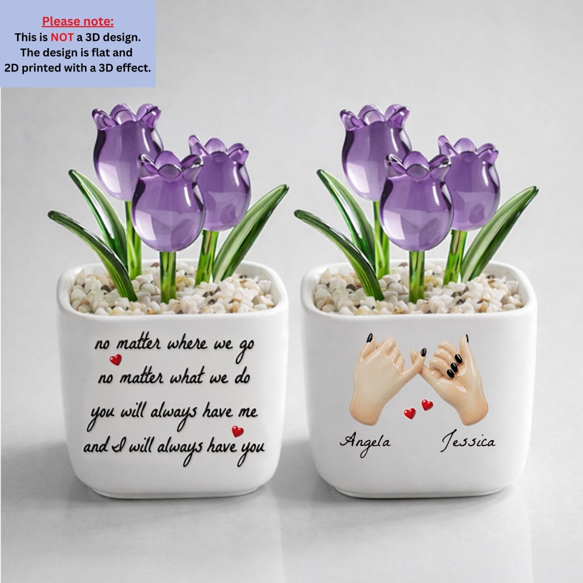 Custom Flower Keepsake, Glass Home Decor Gift for Soul Sister • No Matter - Personalized 3D Effect Glass Everlasting Tulips