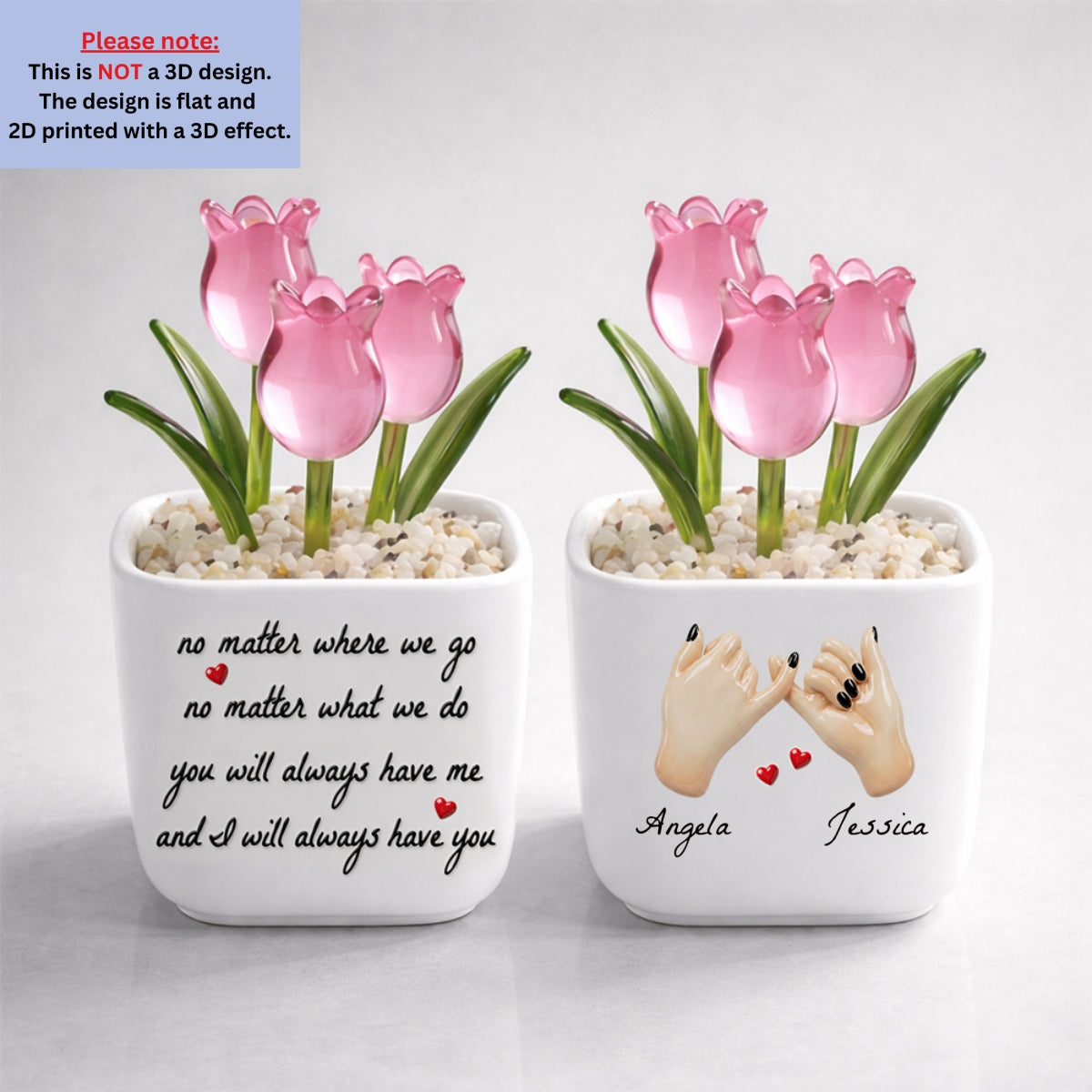 Custom Flower Keepsake, Glass Home Decor Gift for Soul Sister • No Matter - Personalized 3D Effect Glass Everlasting Tulips