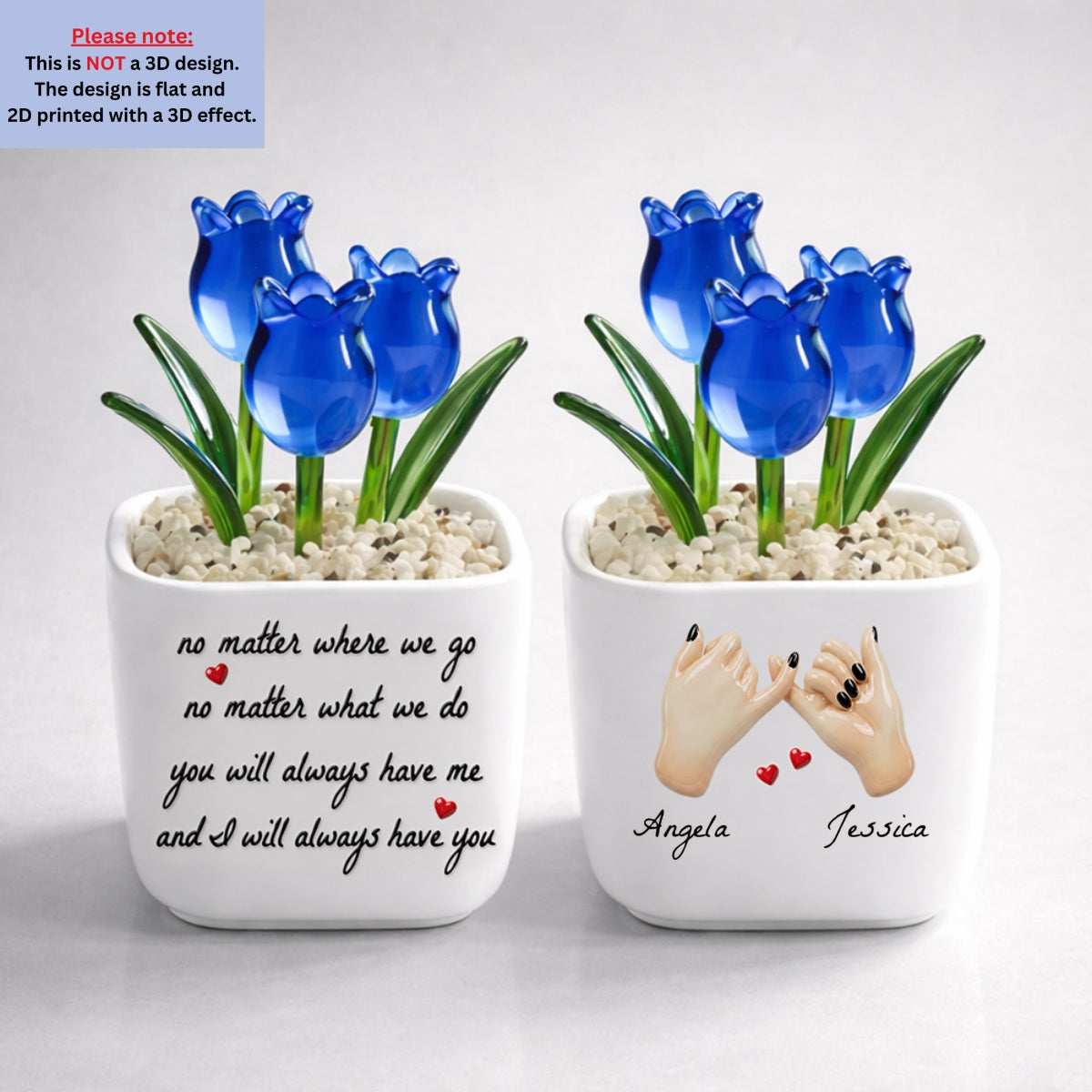 Custom Flower Keepsake, Glass Home Decor Gift for Soul Sister • No Matter - Personalized 3D Effect Glass Everlasting Tulips