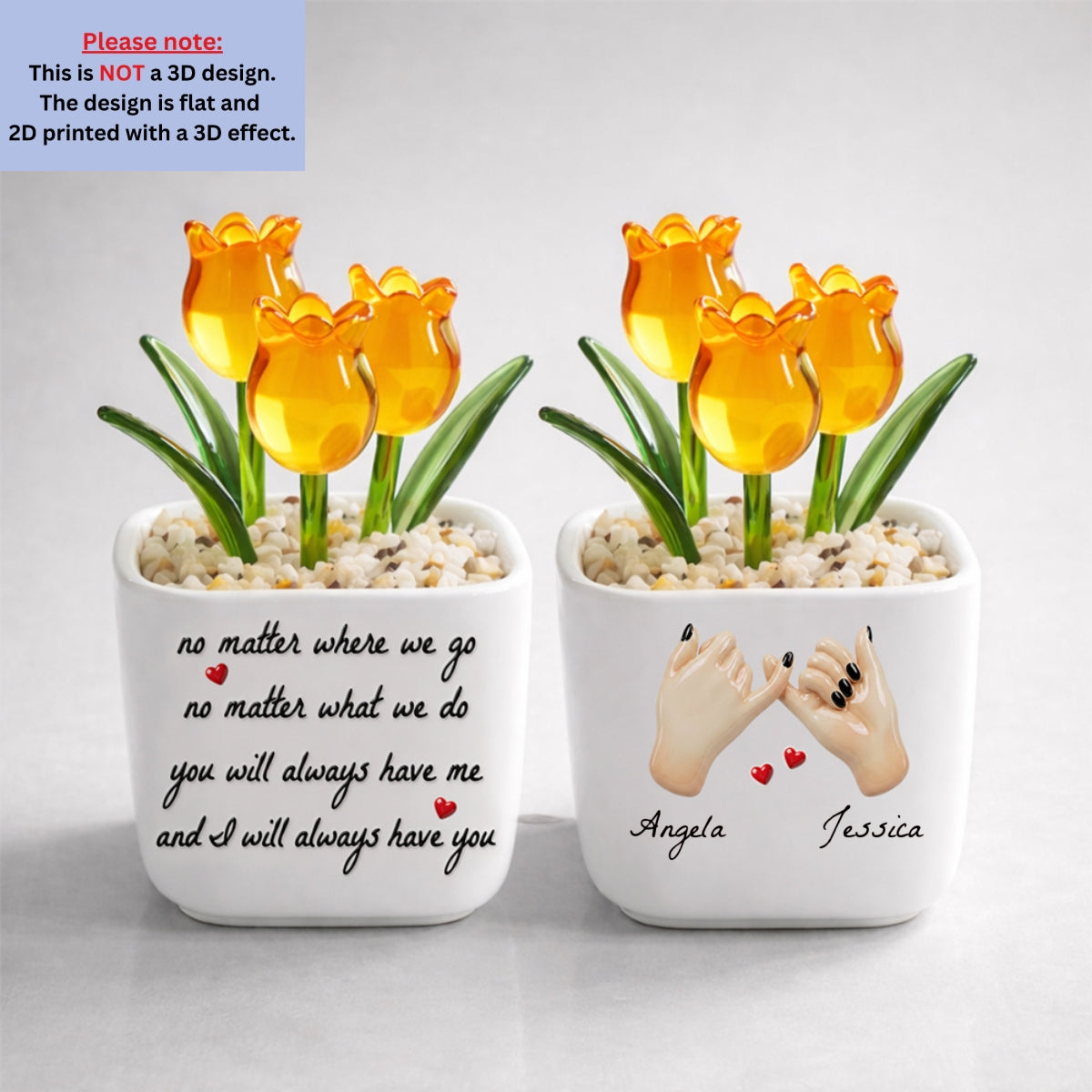 Custom Flower Keepsake, Glass Home Decor Gift for Soul Sister • No Matter - Personalized 3D Effect Glass Everlasting Tulips
