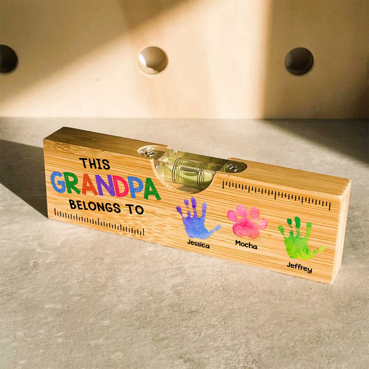 This Daddy Belongs To - Personalized Wooden Spirit Level Bottle Opener