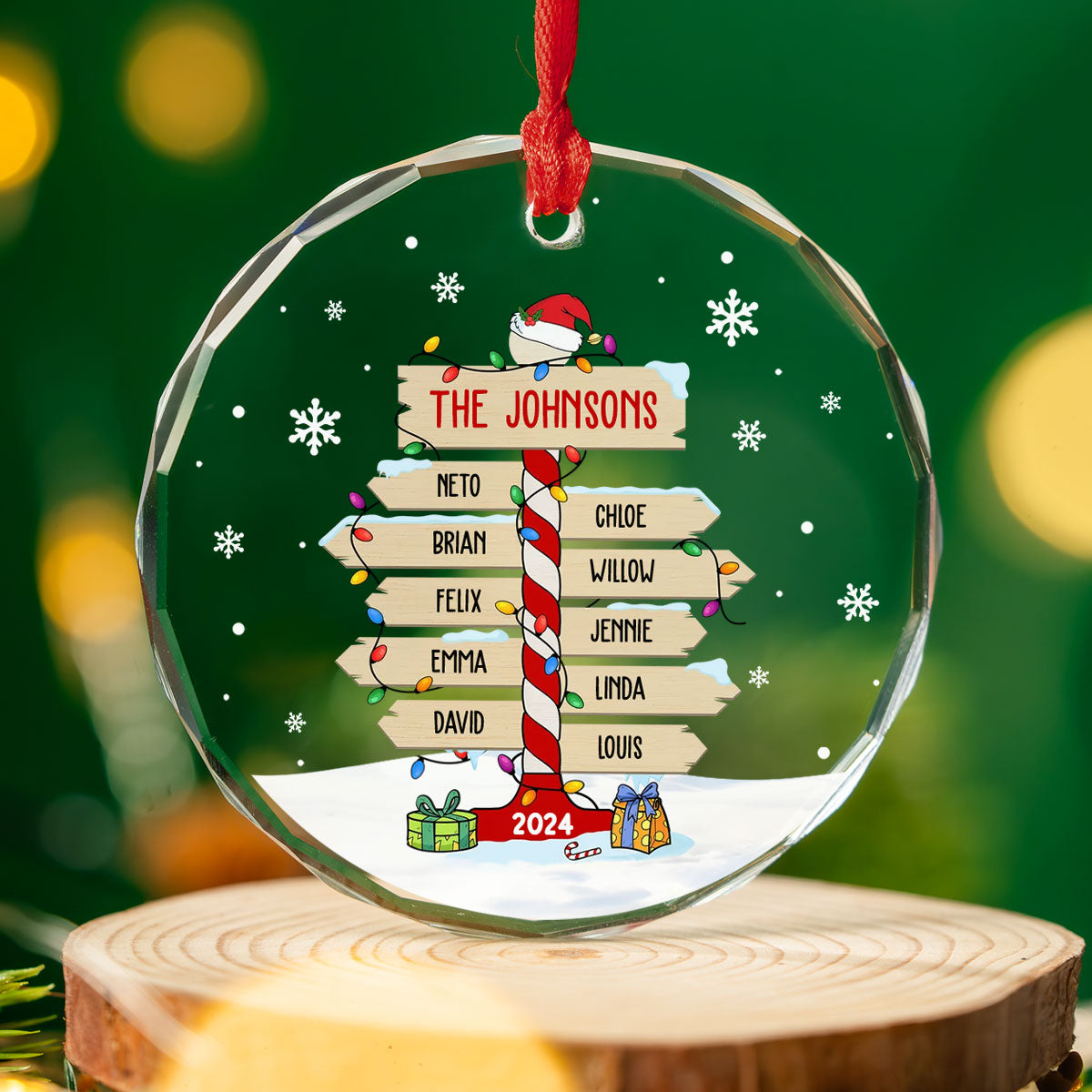 Custom Family Ornament, Christmas Gift for Family Members •  Family Sign Version 1 - Personalized Glass Ornament