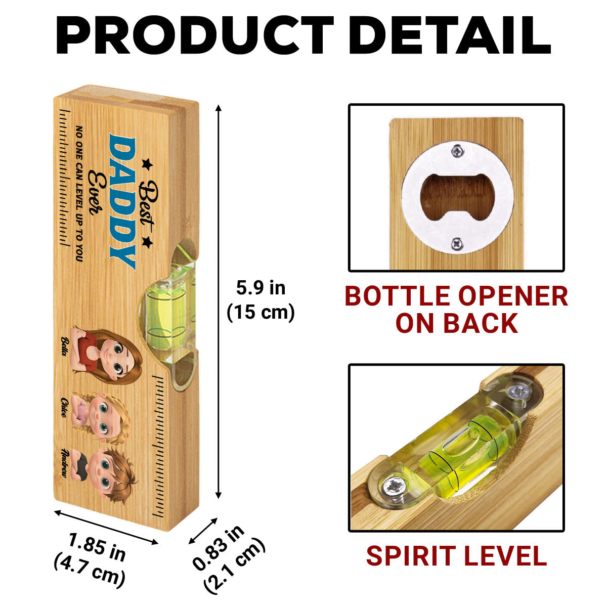 No One Level Up To You - Personalized Wooden Spirit Level Bottle Opener