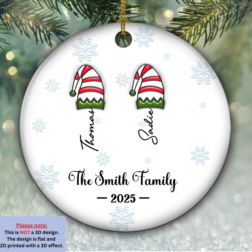 Custom Family Ornament, Christmas Gift for Family Members •  Us As Santas - Personalized 3D Inflated Effect Ceramic Ornament
