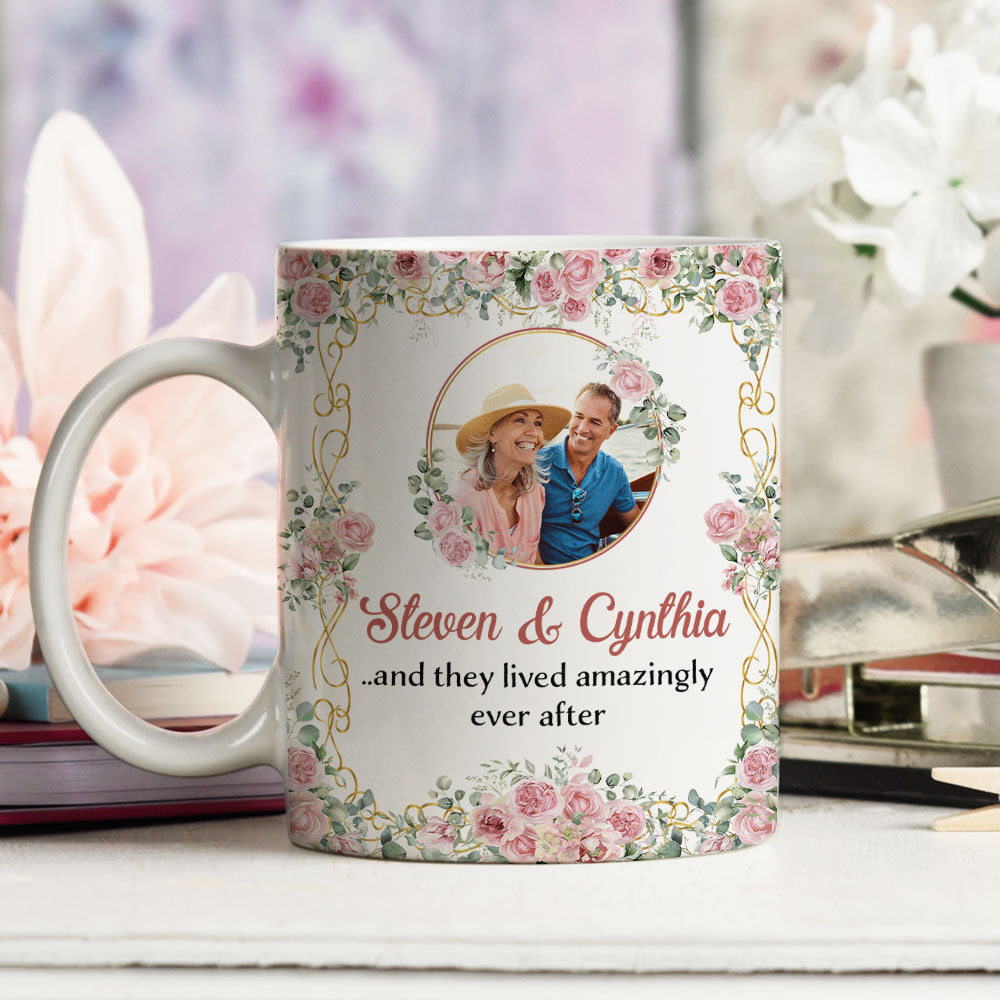Custom Photo Anniversary Keepsake Gifts For Couple • They Lived Amazingly Ever After - Personalized Coffee Mug