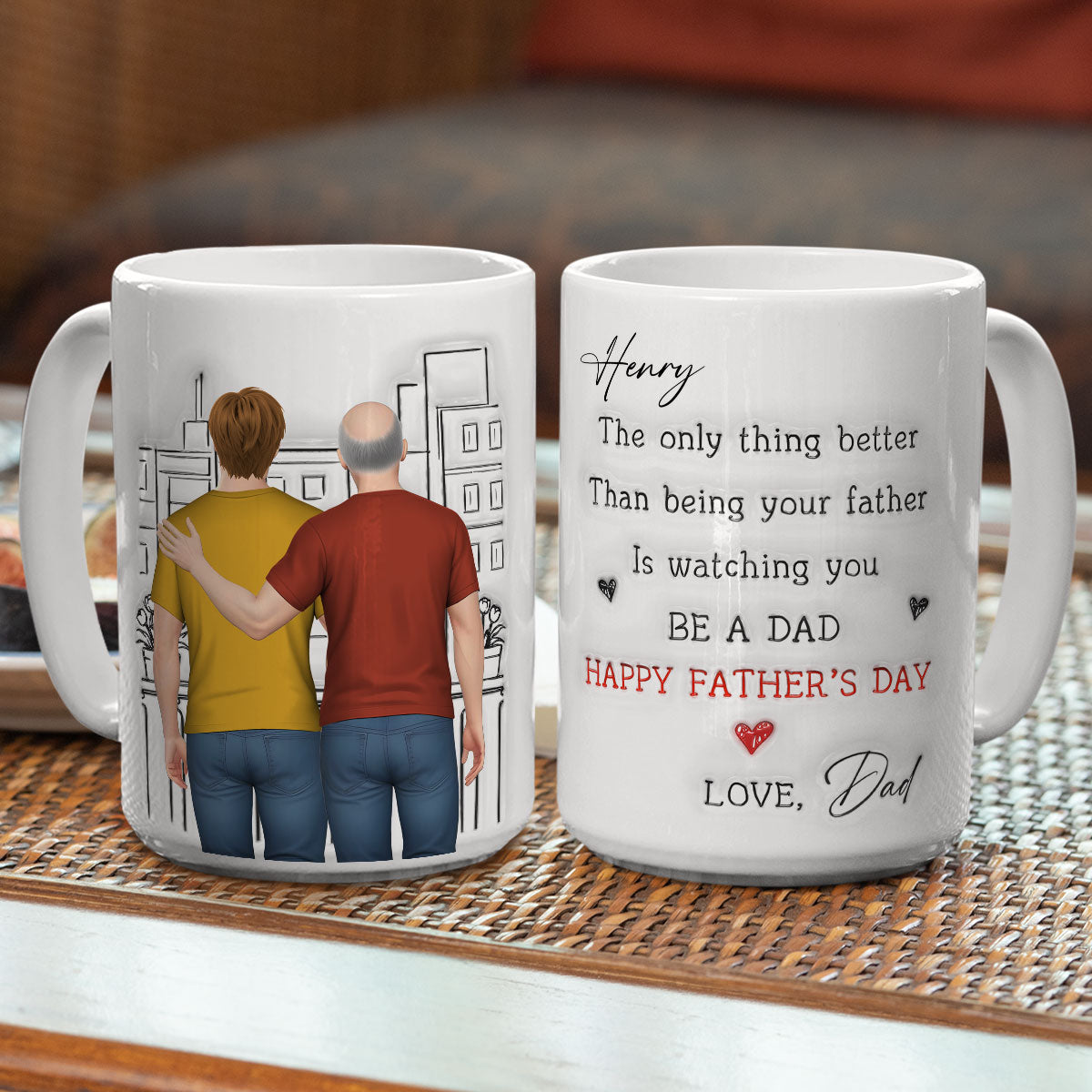 Custom Father's Day Gift For Son • Watching You Be Caring Dad - Personalized 3D Inflated Effect Mug