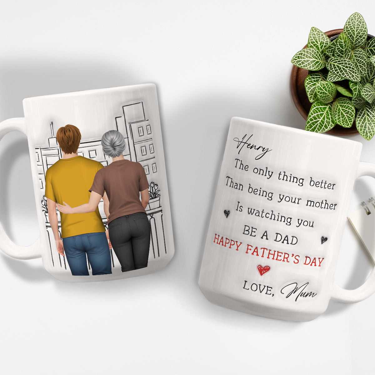 Custom Father's Day Gift For Son • Watching You Be Caring Dad - Personalized 3D Inflated Effect Mug