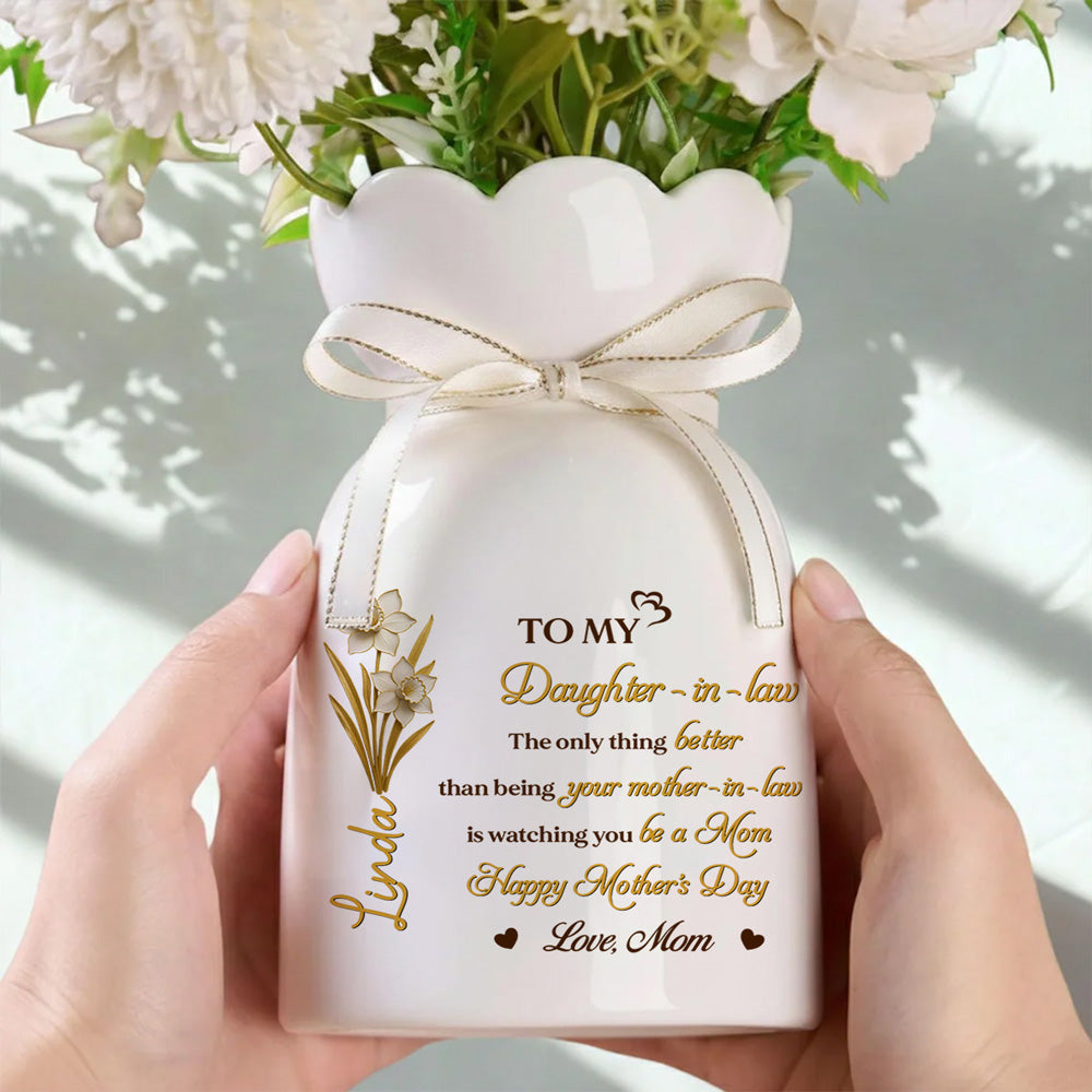 Watching You Be A Mom - Personalized Ribbon Tie Flower Vase