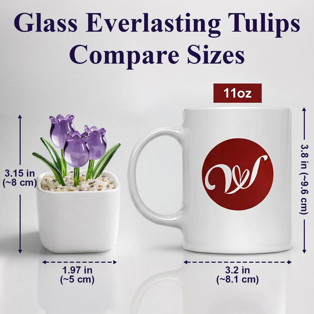 Custom Flower Keepsake, Glass Home Decor Gift for Best Friend • Endless Friendship - Personalized Glass Everlasting Tulips