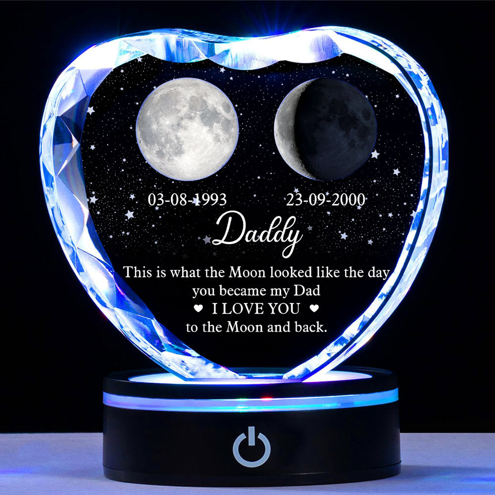To The Moon And Back - Personalized Crystal Led Light