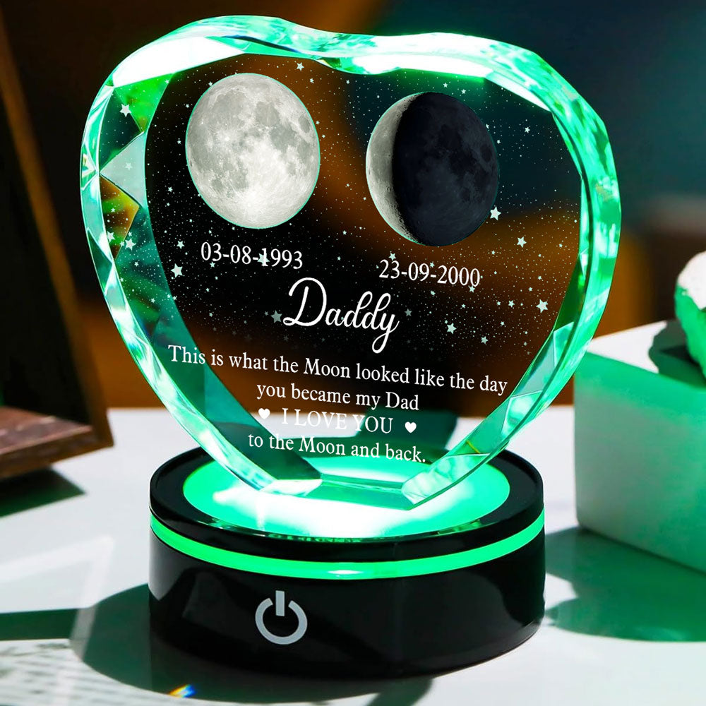 To The Moon And Back - Personalized Crystal Led Light