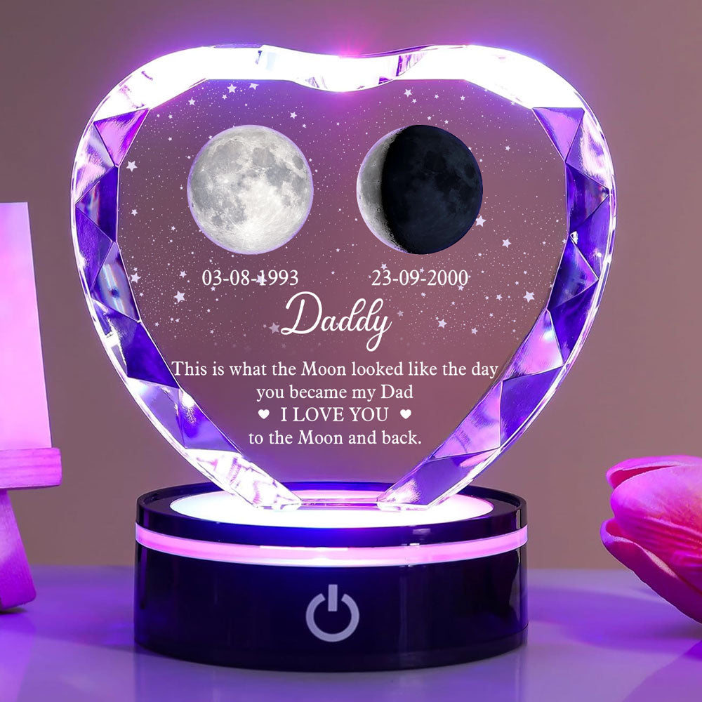 To The Moon And Back - Personalized Crystal Led Light