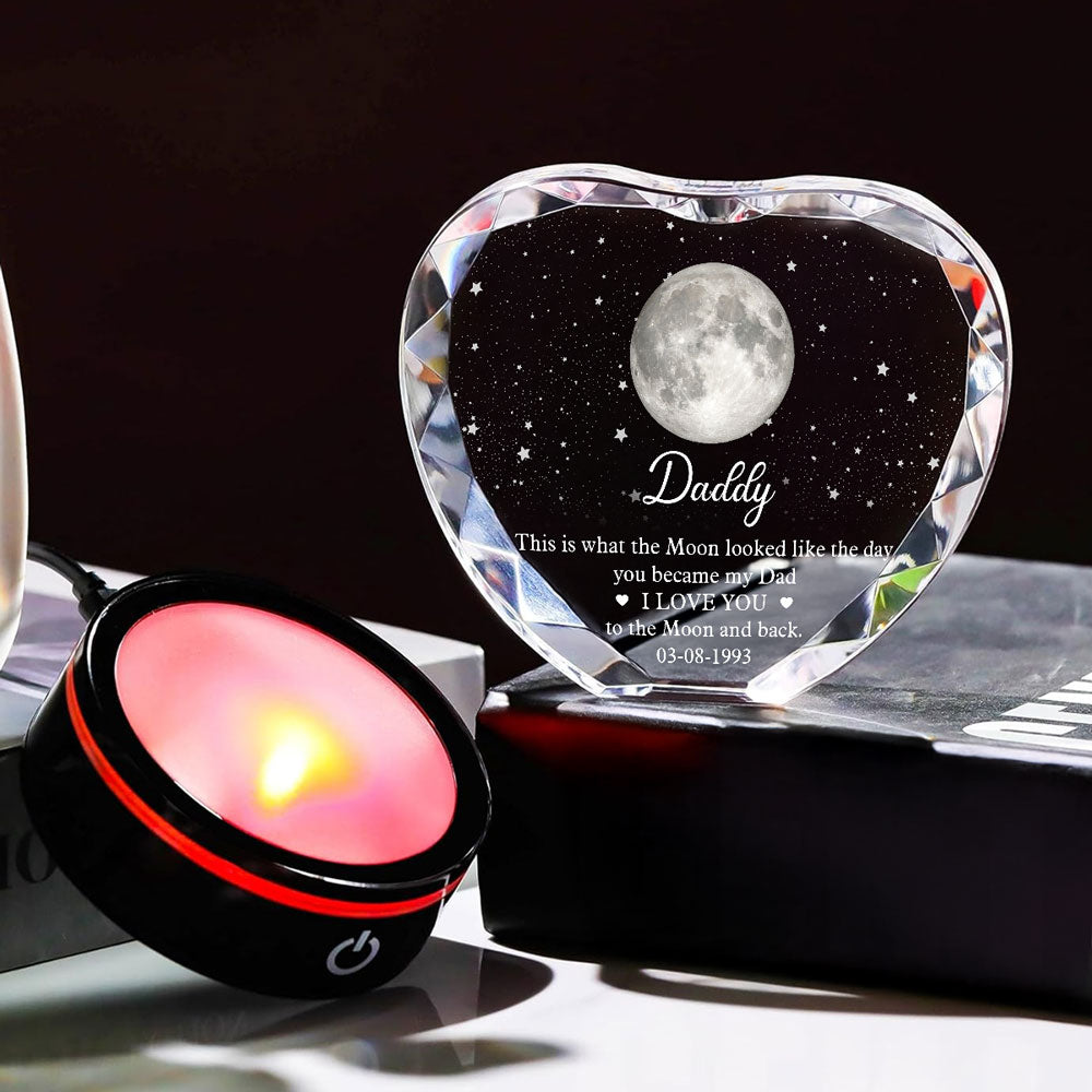 To The Moon And Back - Personalized Crystal Led Light