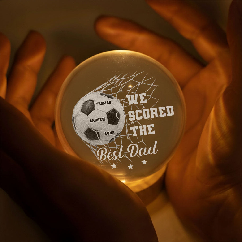 We Scored The Best Dad - Personalized Crystal Globe Lamp
