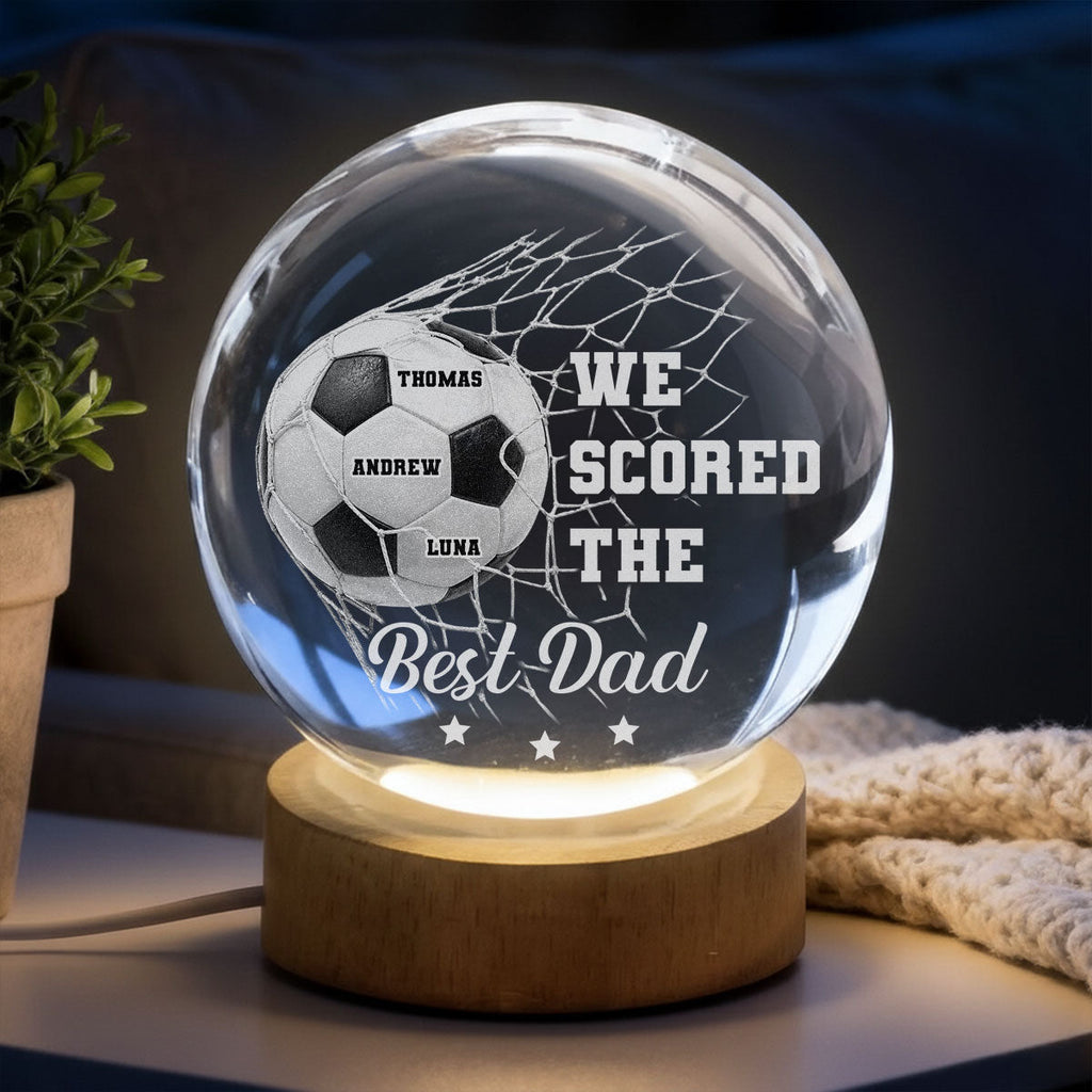 We Scored The Best Dad - Personalized Crystal Globe Lamp