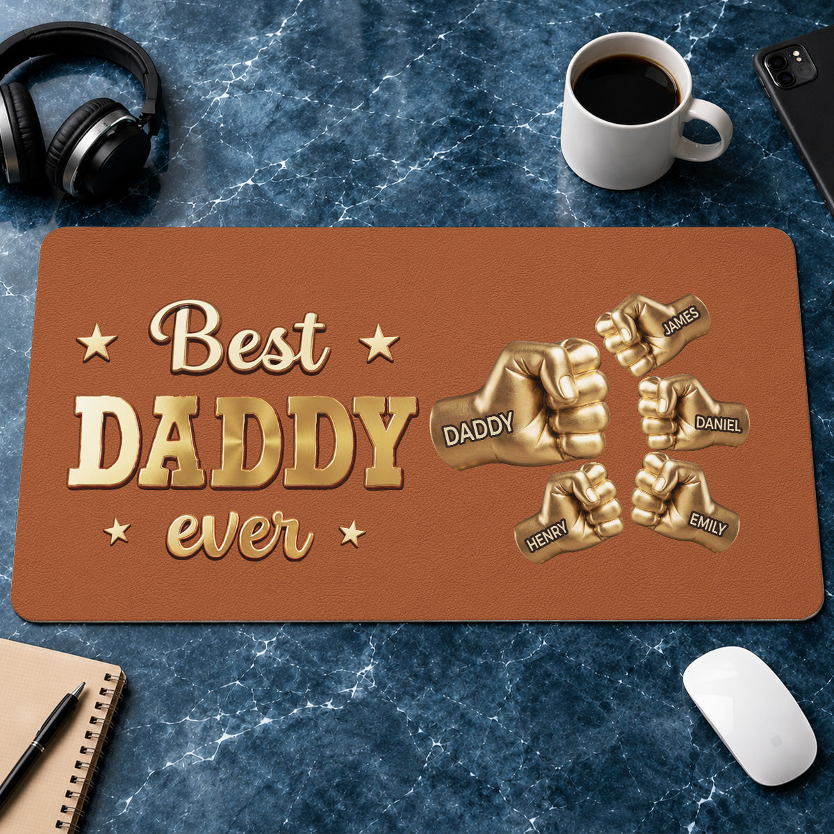 Gold Best Dad - Personalized Desk Mat