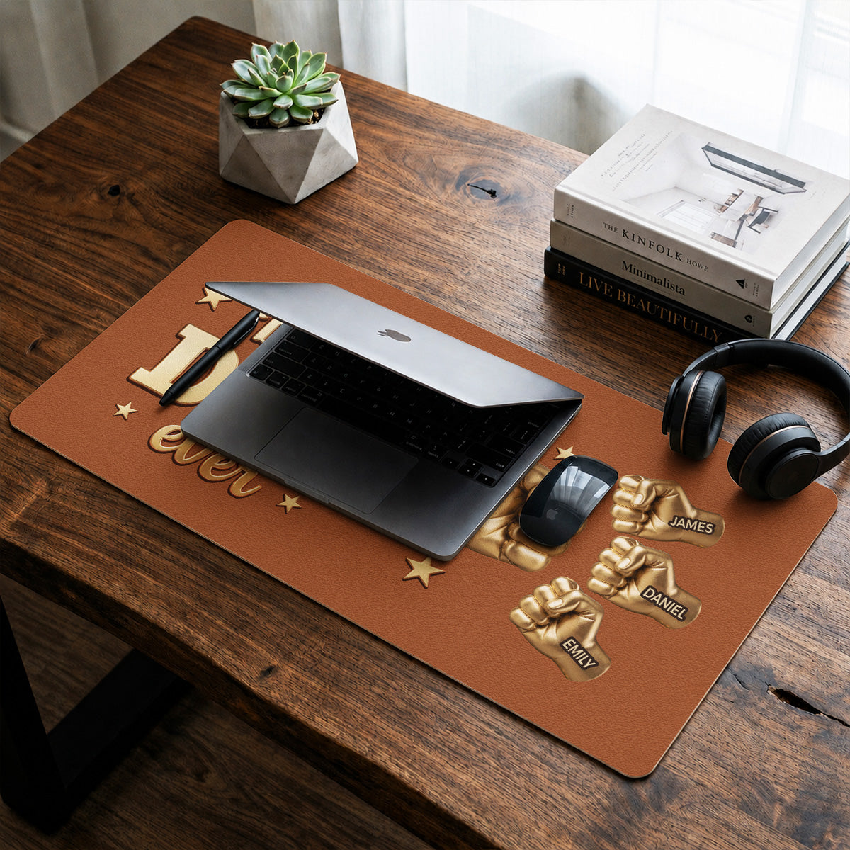 Gold Best Dad - Personalized Desk Mat