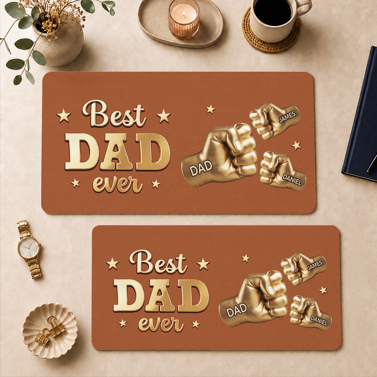 Gold Best Dad - Personalized Desk Mat