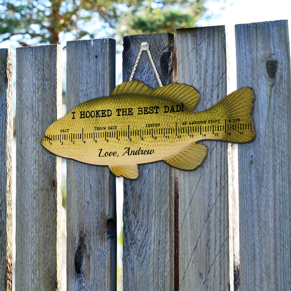 Custom Husband Anniversary Wall Decor Keepsake Gift • Fish Ruler - Personalized Wood Sign