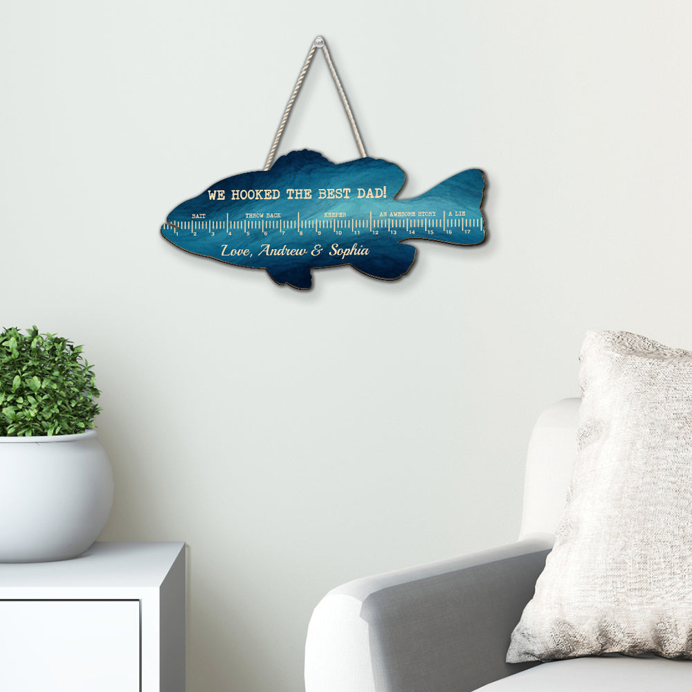 Custom Husband Anniversary Wall Decor Keepsake Gift • Fish Ruler - Personalized Wood Sign