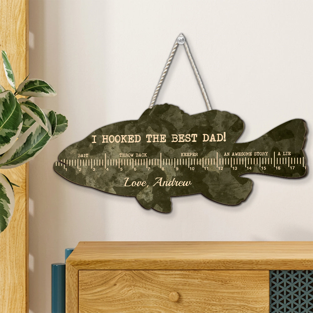 Custom Husband Anniversary Wall Decor Keepsake Gift • Fish Ruler - Personalized Wood Sign