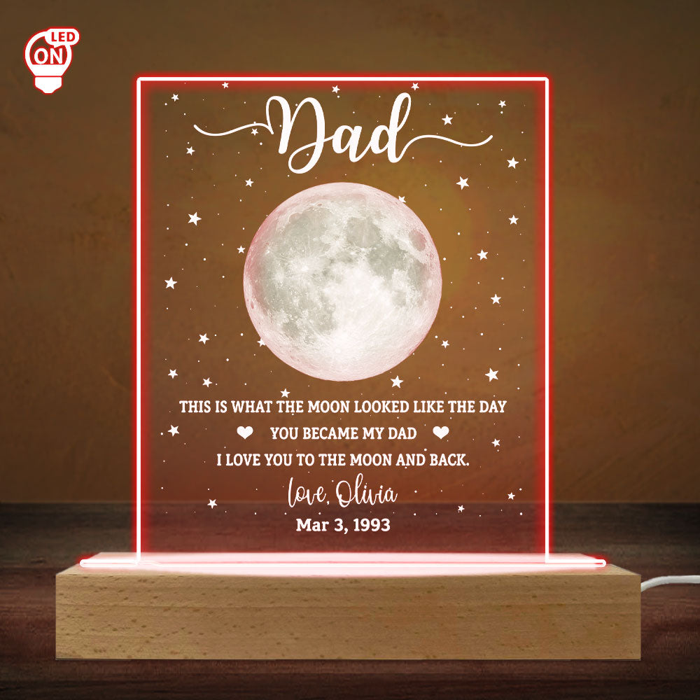 Custom Father's Day Gift for Dad Grandpa • This Is What The Moon Looked Like - Personalized LED Light