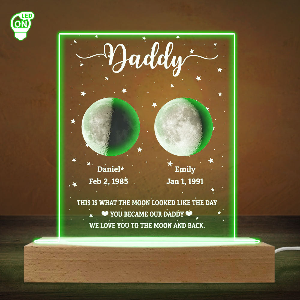 Custom Father's Day Gift for Dad Grandpa • This Is What The Moon Looked Like - Personalized LED Light