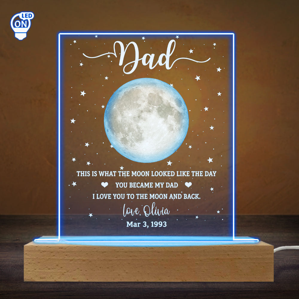 Custom Father's Day Gift for Dad Grandpa • This Is What The Moon Looked Like - Personalized LED Light