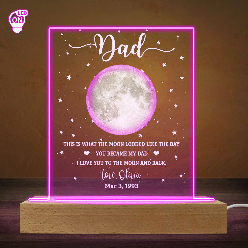 Custom Father's Day Gift for Dad Grandpa • This Is What The Moon Looked Like - Personalized LED Light