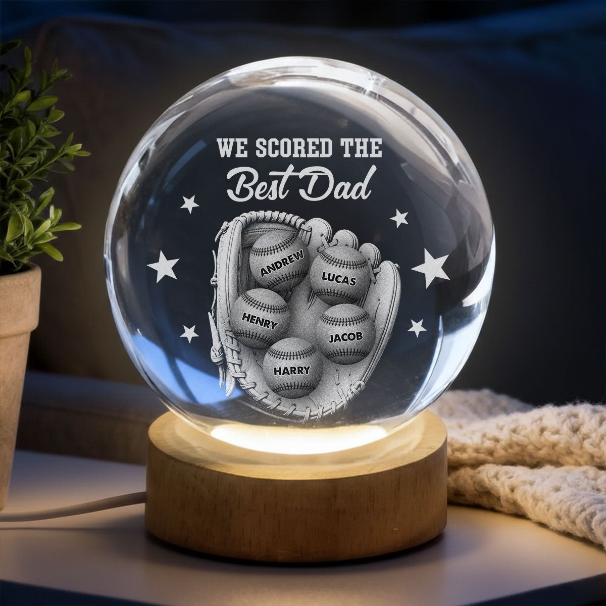 Our Daddy - Personalized Crystal Globe Lamp