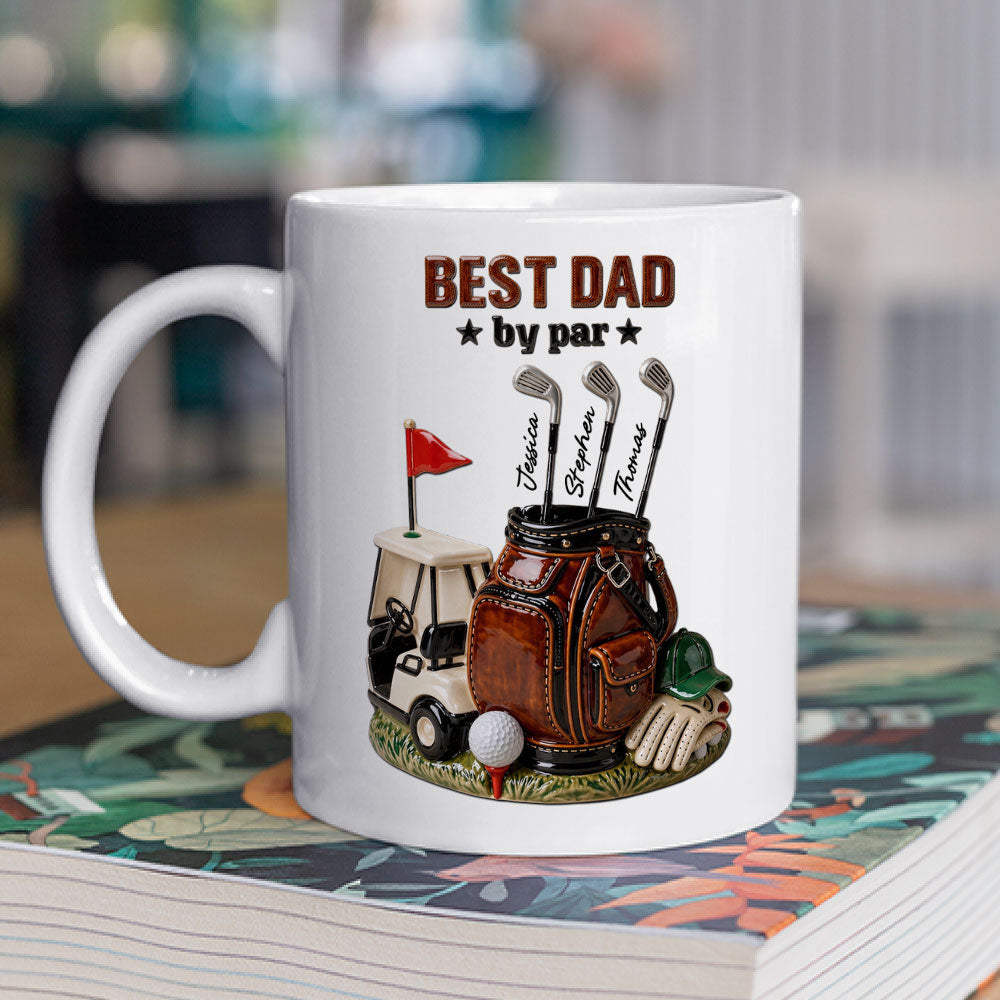Custom Anniversary Keepsake Gifts For Couple • Best Dad By Par Golf - Personalized 3D Effect Mug