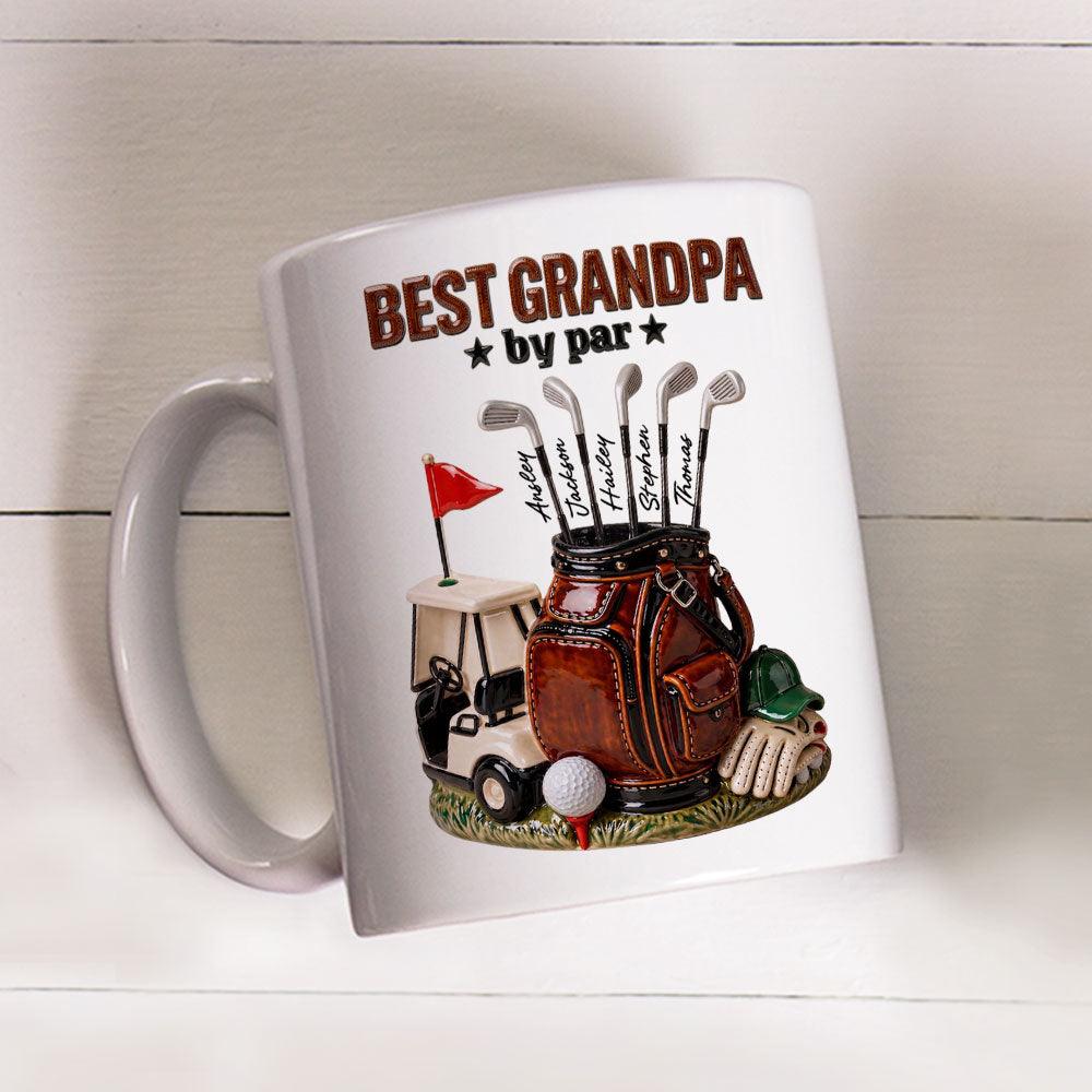 Custom Anniversary Keepsake Gifts For Couple • Best Dad By Par Golf - Personalized 3D Effect Mug
