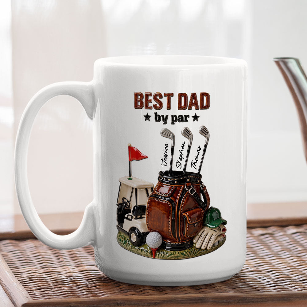 Custom Anniversary Keepsake Gifts For Couple • Best Dad By Par Golf - Personalized 3D Effect Mug
