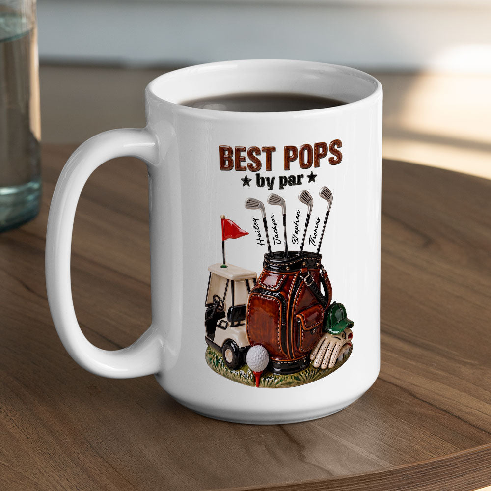 Custom Anniversary Keepsake Gifts For Couple • Best Dad By Par Golf - Personalized 3D Effect Mug