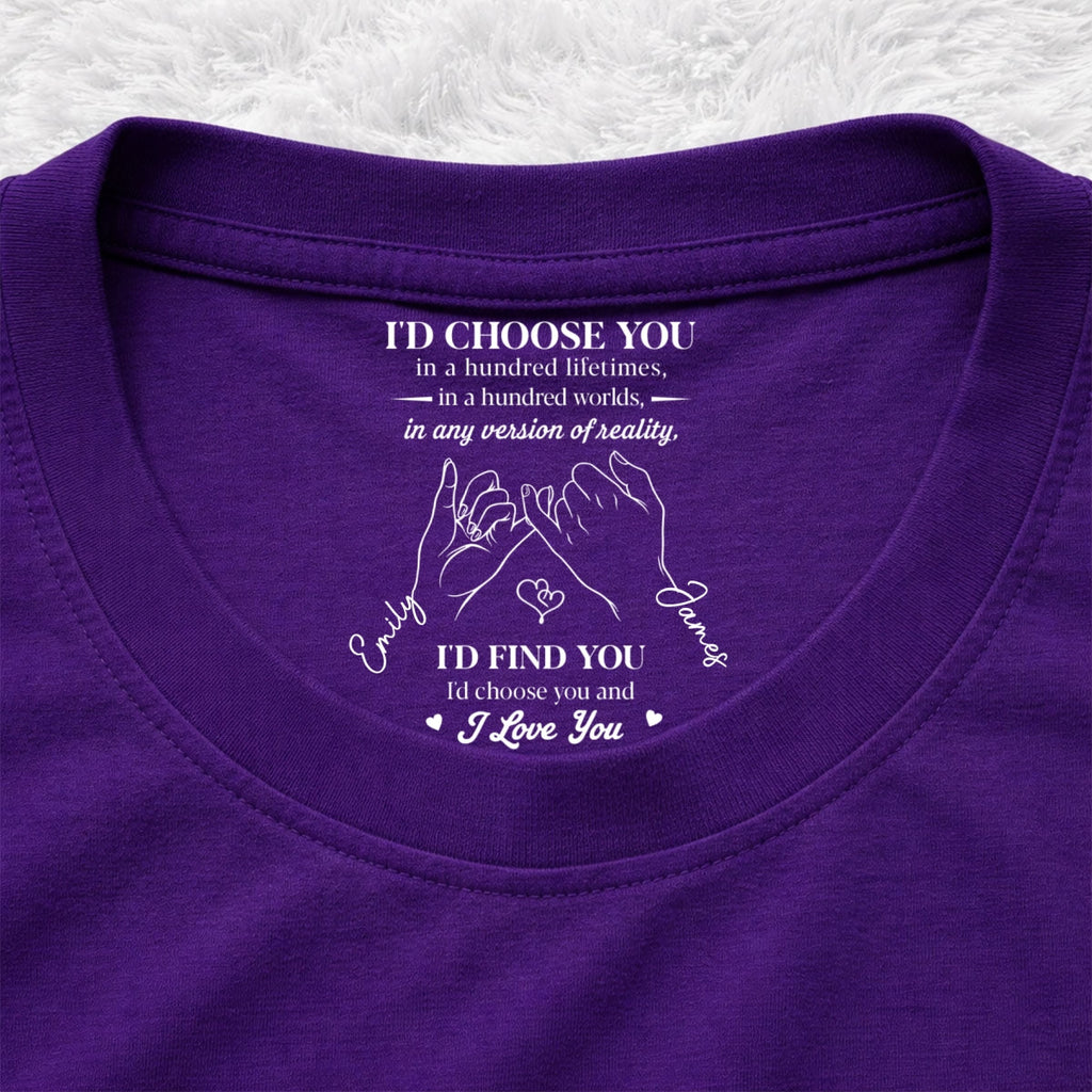 Custom Christmas Anniversary Keepsake Gifts For Husband • In Any Version Of Reality - Personalized Inside Neck Print T-Shirt